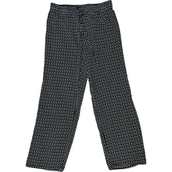 Ann Taylor LOFT Petites Black & White Lightweight Drawstring Pants. Small Petite - Picture 1 of 6
